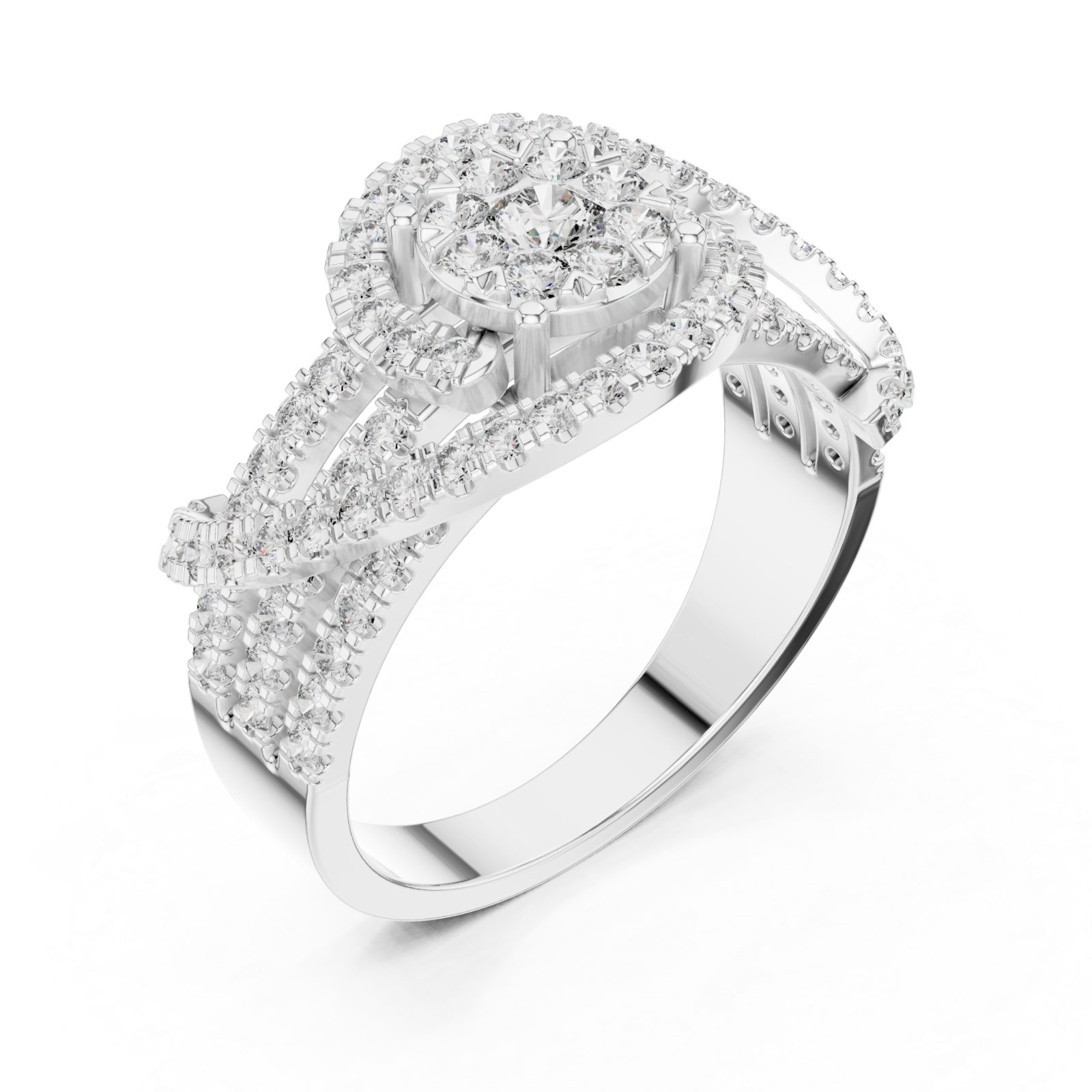  White Gold Allure Radiance Halo Ring Right View