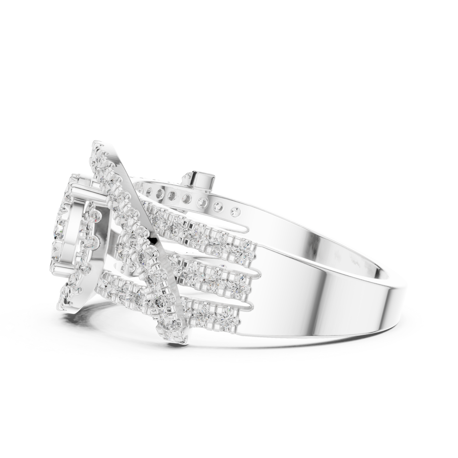  White Gold Allure Radiance Halo Ring Side View