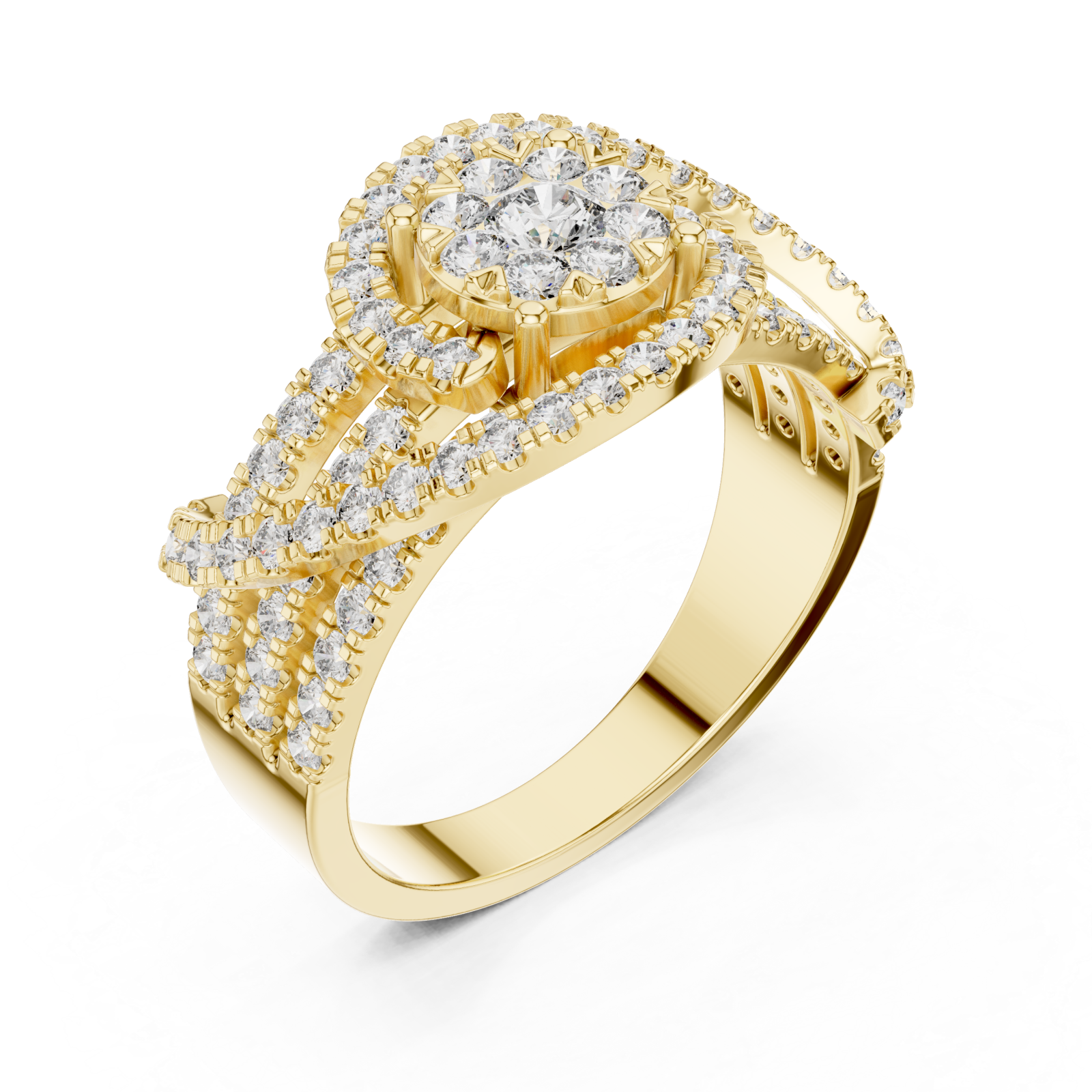 Gold Allure Radiance Halo Ring Right View