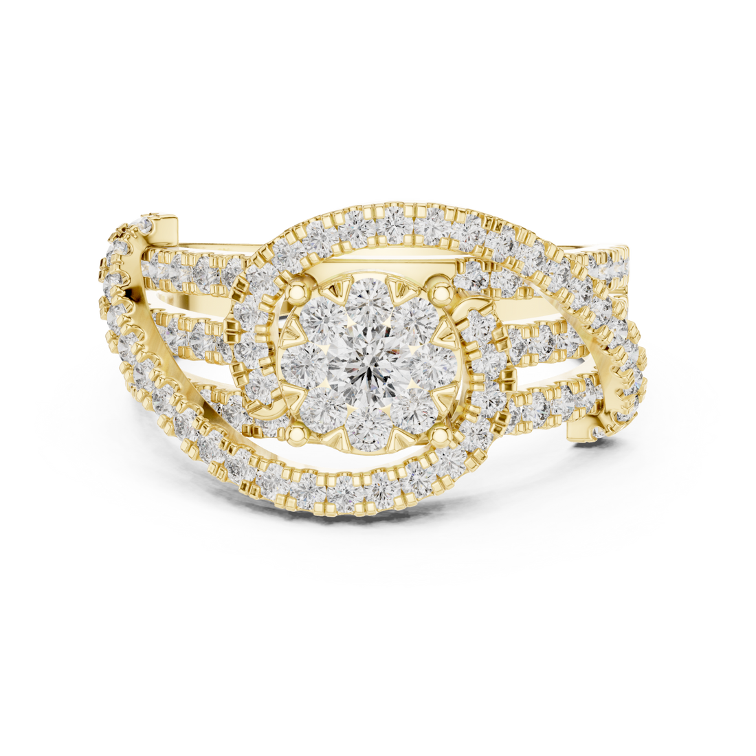 Gold Allure Radiance Halo Ring Right View