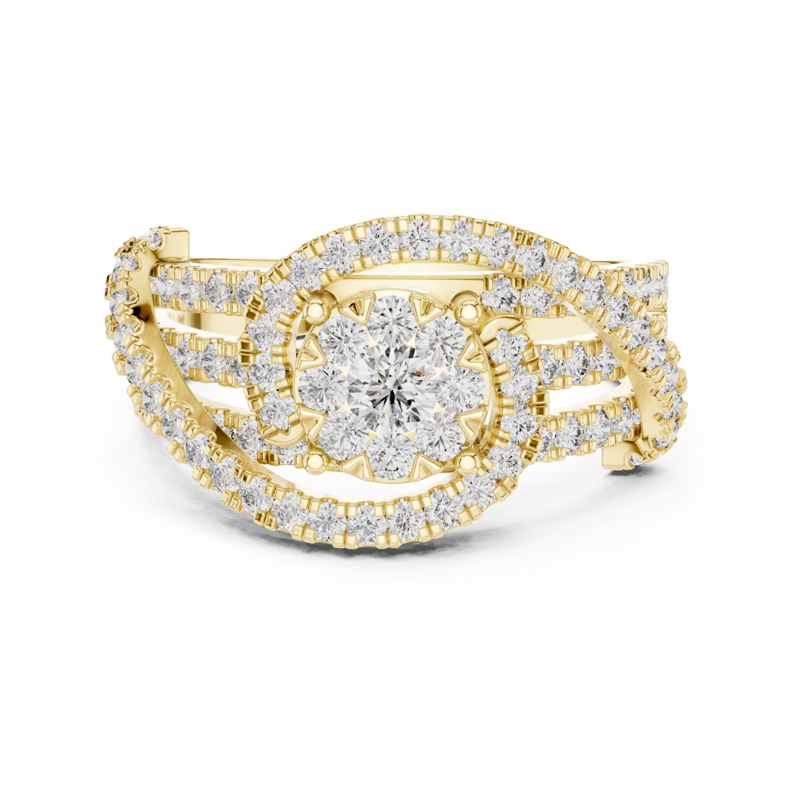  Gold Allure Radiance Halo Ring Front View
