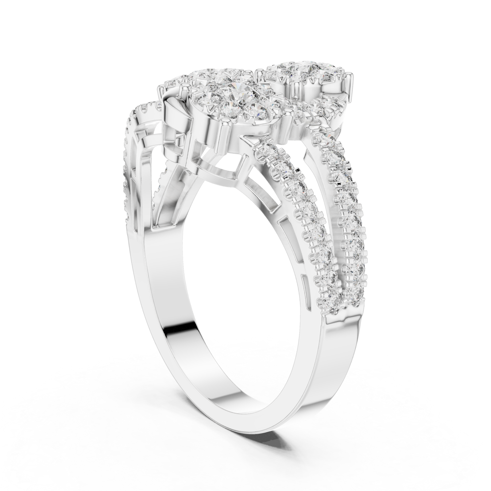  White Gold Graceful Petal Harmony Band Left View