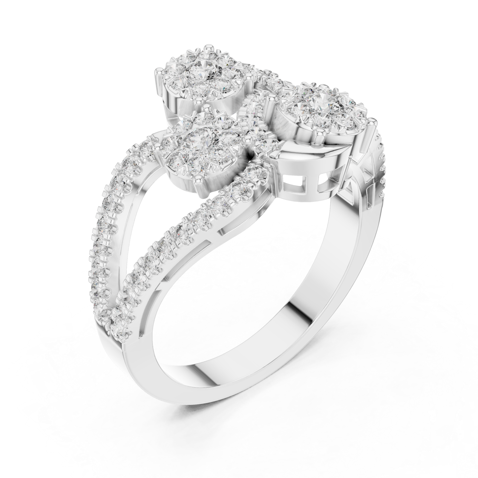  White Gold Graceful Petal Harmony Band Right View
