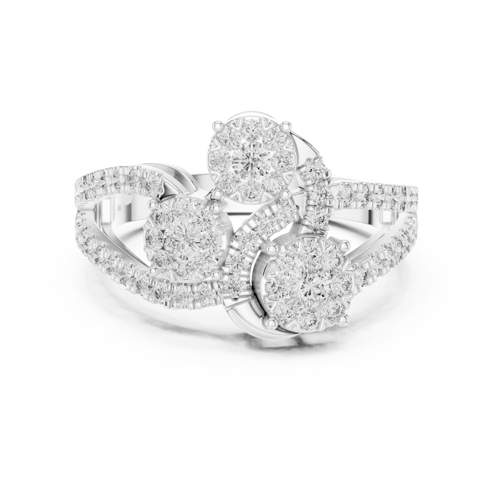  White Gold Graceful Petal Harmony Band Front View