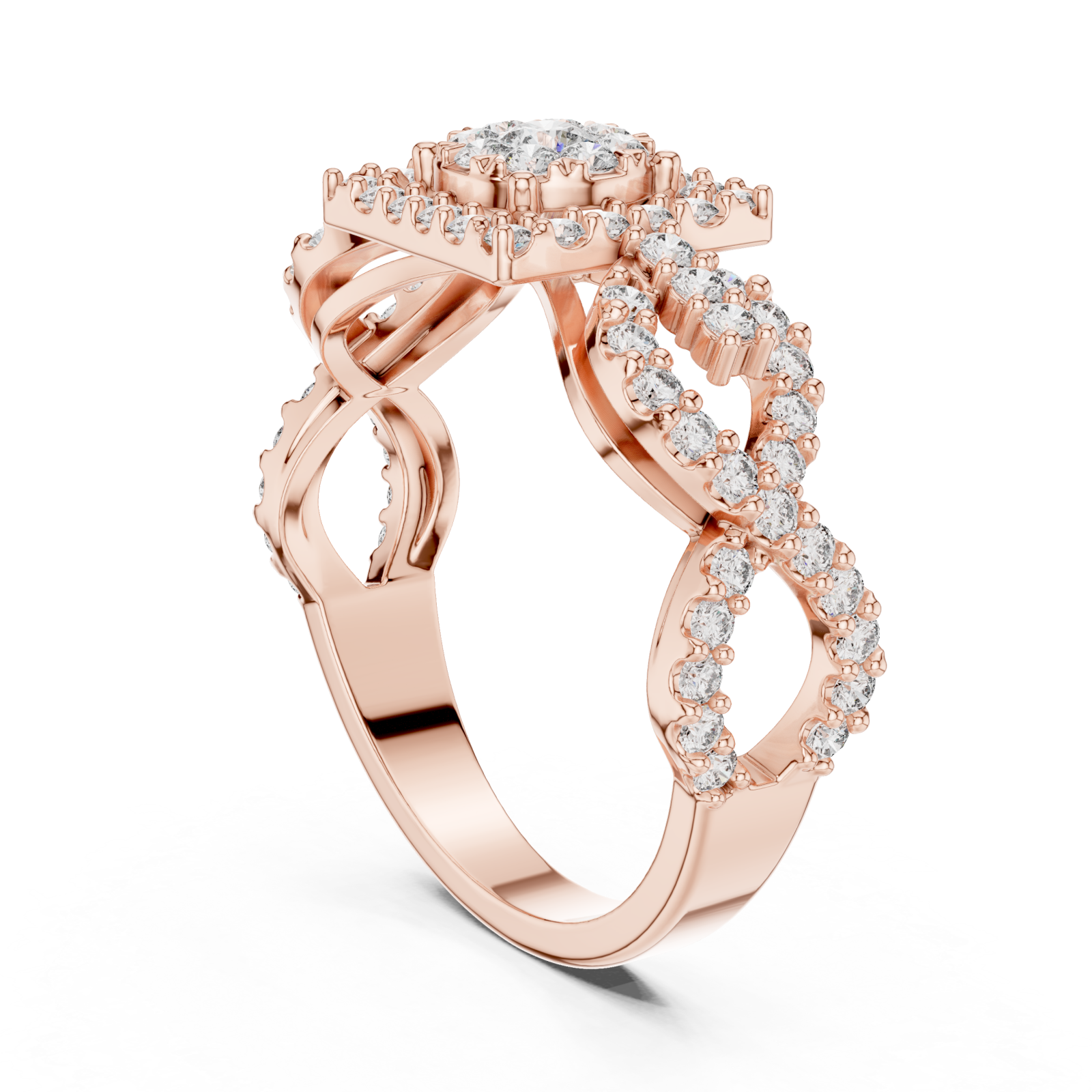  Rose Gold Majestic Garland Embrace Mosaic Ring Left View