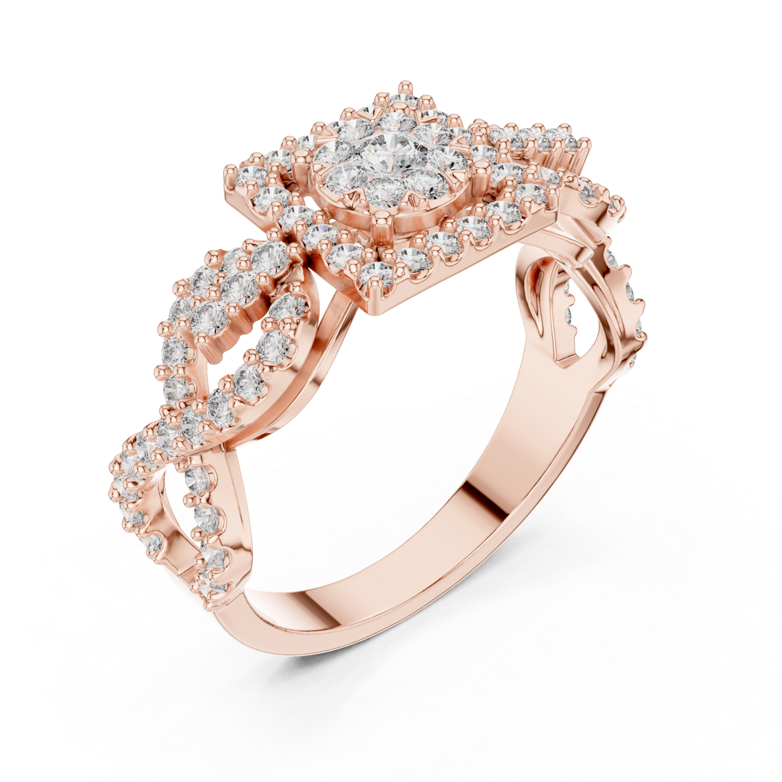  Rose Gold Majestic Garland Embrace Mosaic Ring Right View