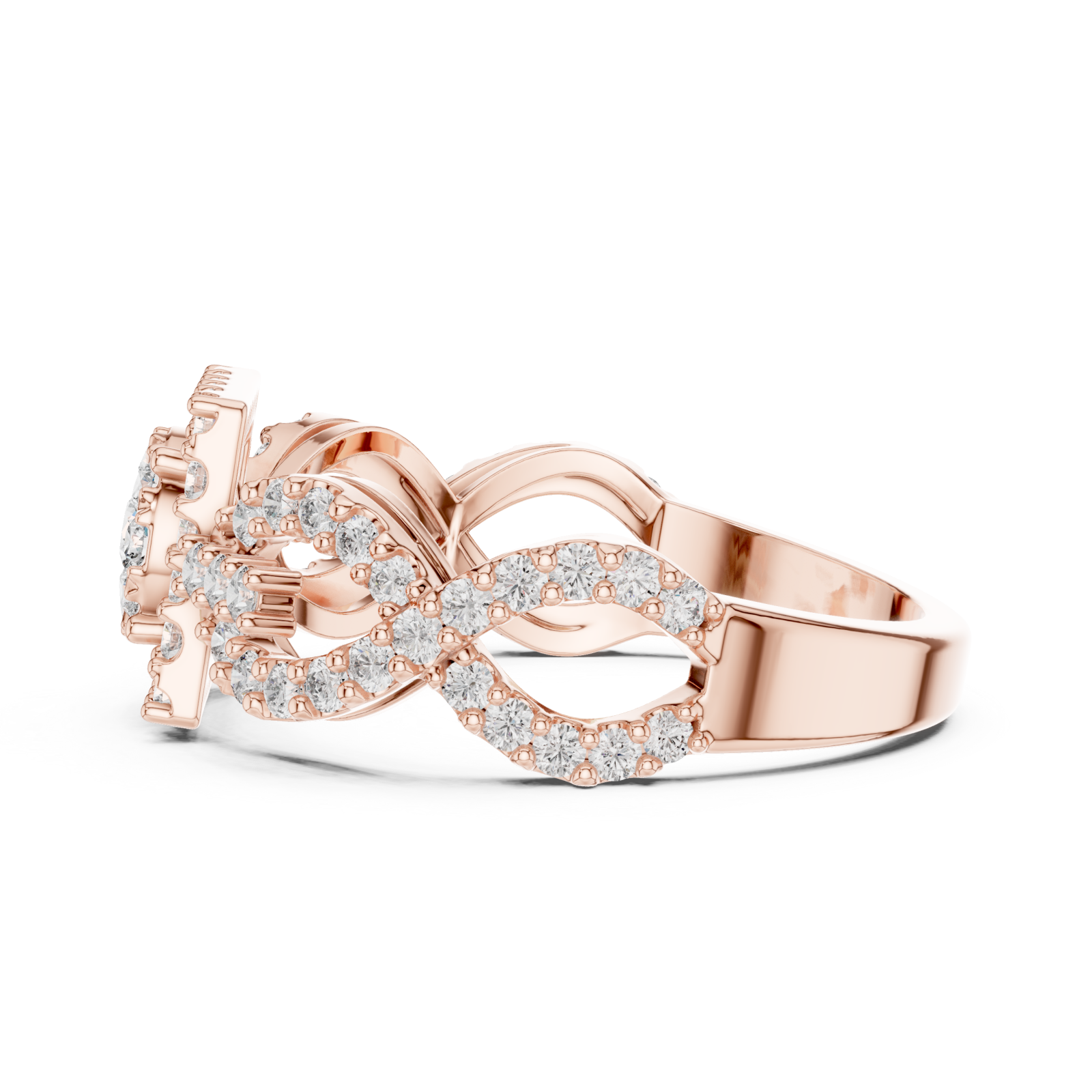  Rose Gold Majestic Garland Embrace Mosaic Ring Side View