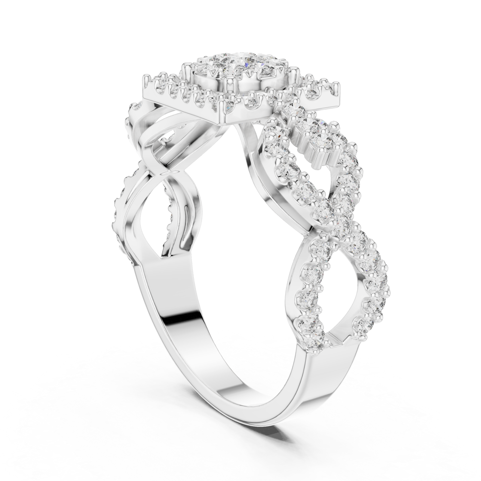  White Gold Majestic Garland Embrace Mosaic Ring Left View