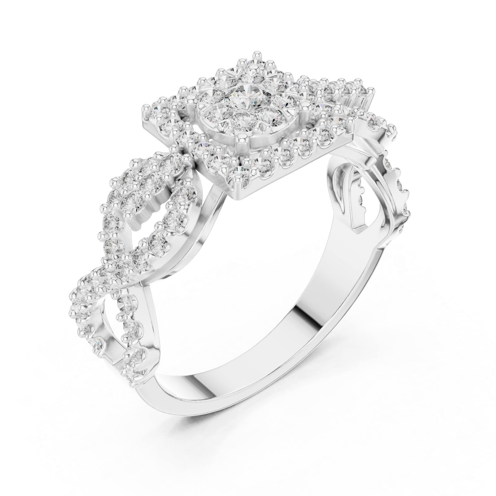  White Gold Majestic Garland Embrace Mosaic Ring Right View