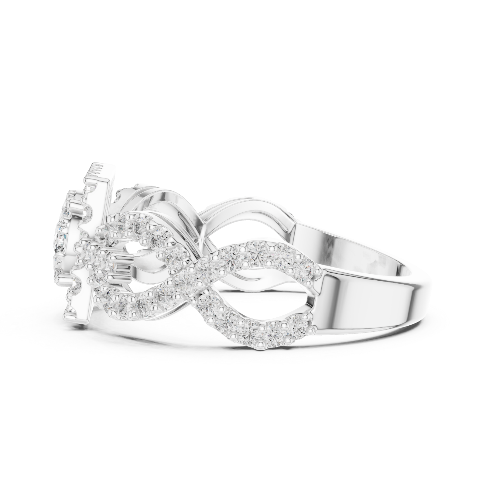  White Gold Majestic Garland Embrace Mosaic Ring Side View