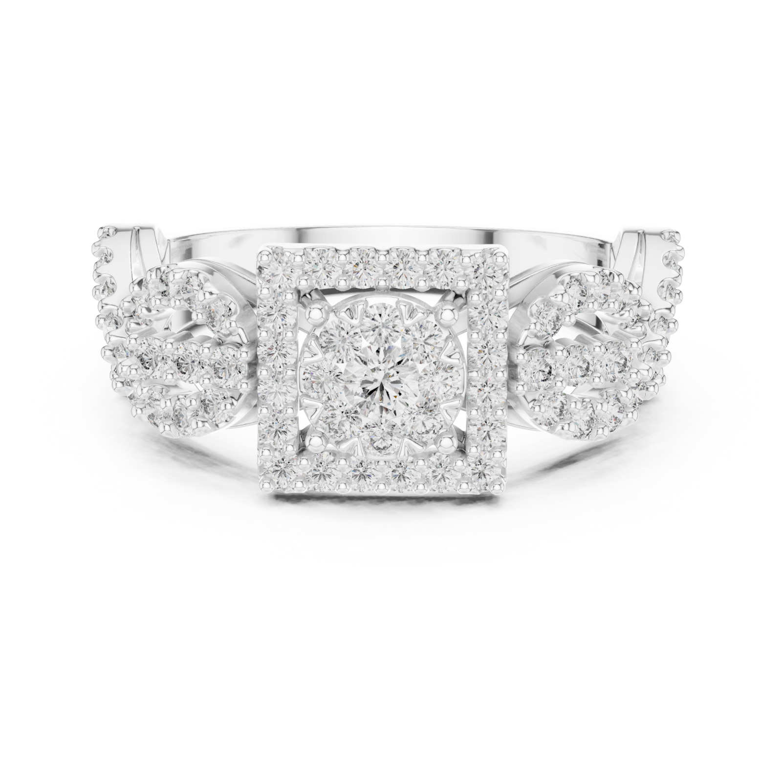  White Gold Majestic Garland Embrace Mosaic Ring Front View