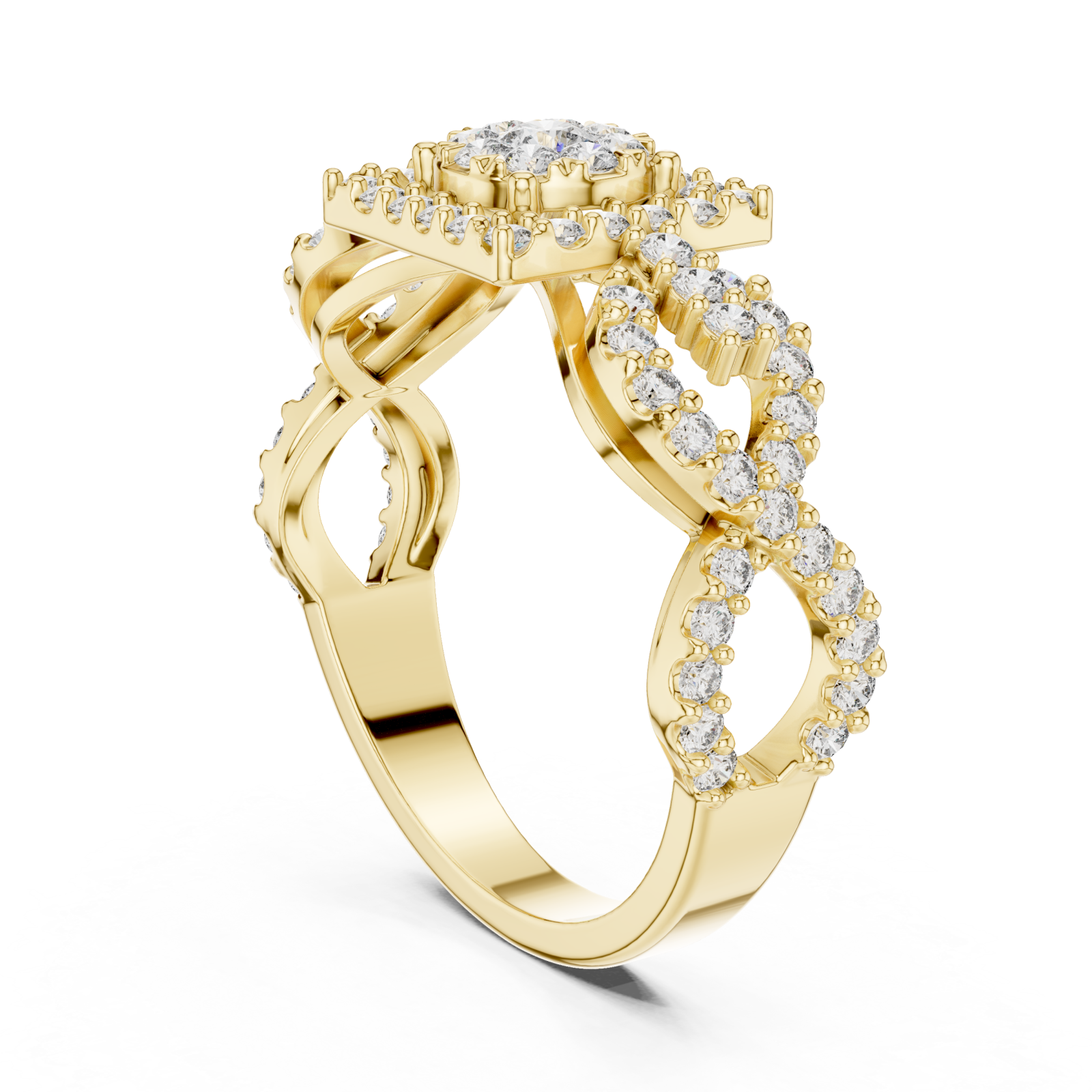  Gold Majestic Garland Embrace Mosaic Ring Left View