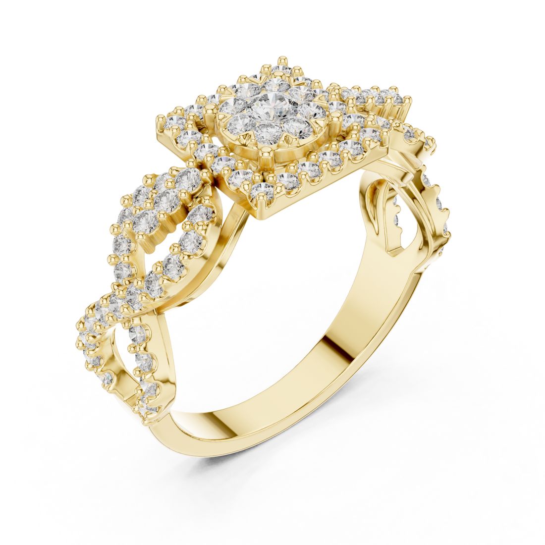 Gold Majestic Garland Embrace Mosaic Ring Right View