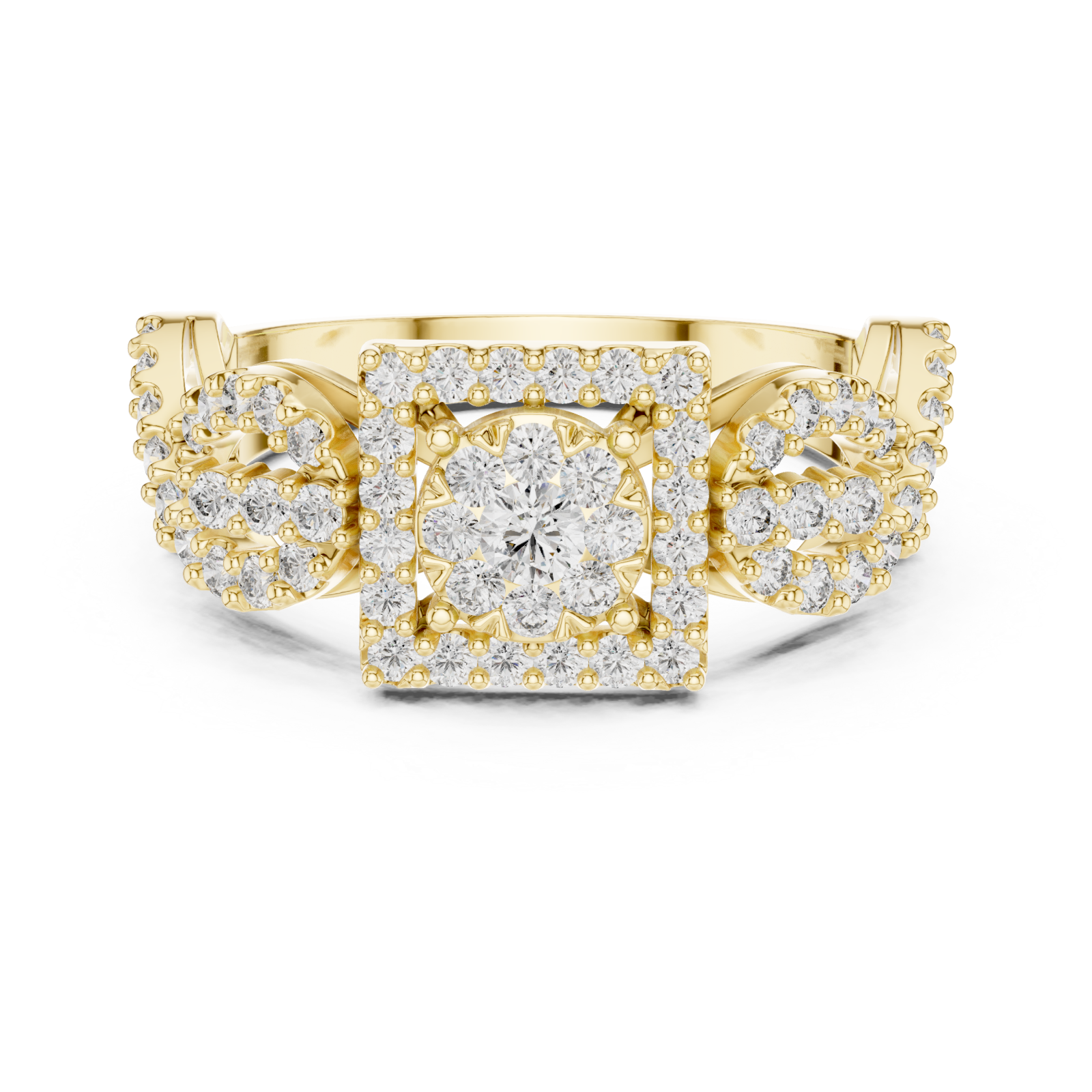  Gold Majestic Garland Embrace Mosaic Ring Front View