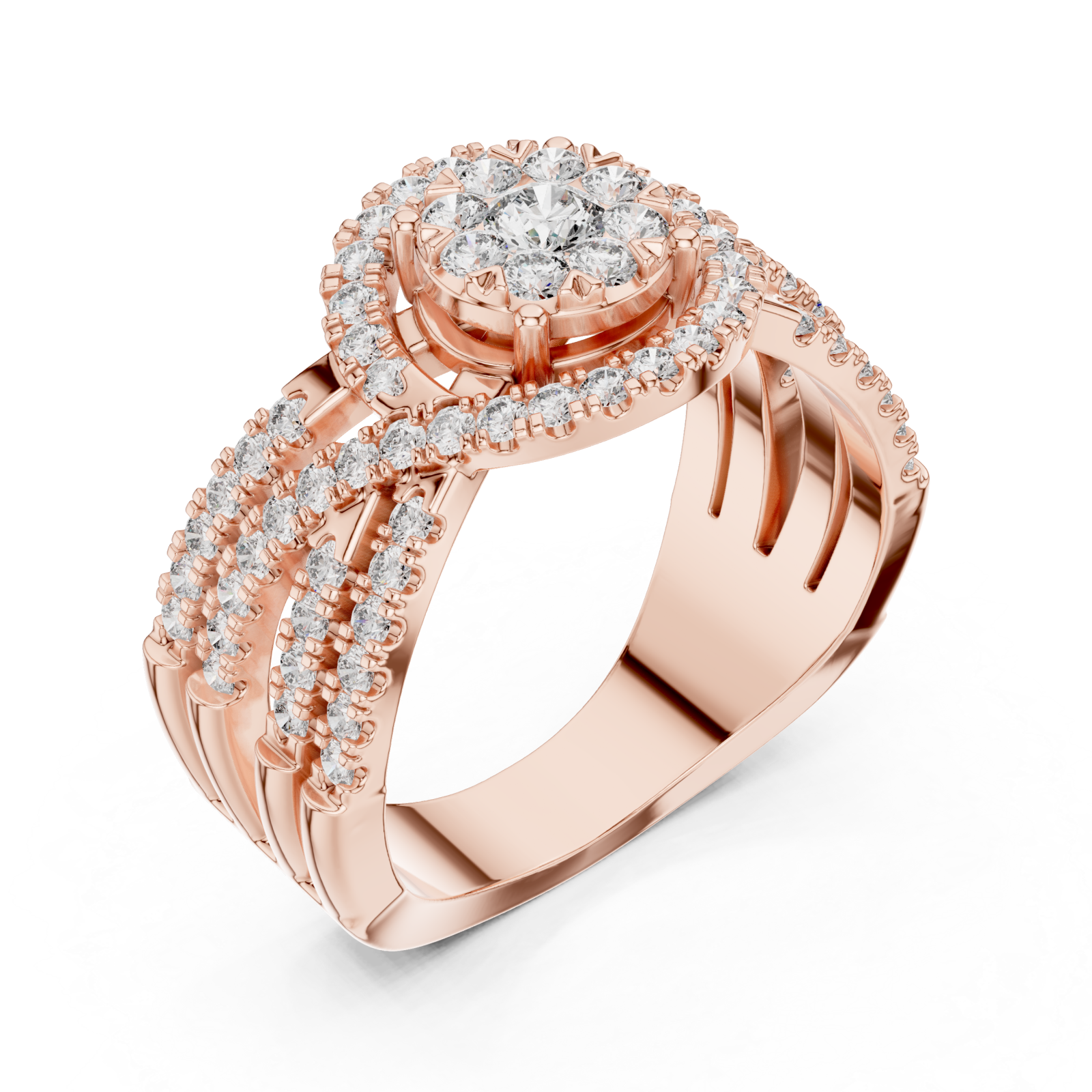  Rose Gold Petal Grace Halo Statement Ring Right View