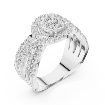  White Gold Petal Grace Halo Statement Ring Right View