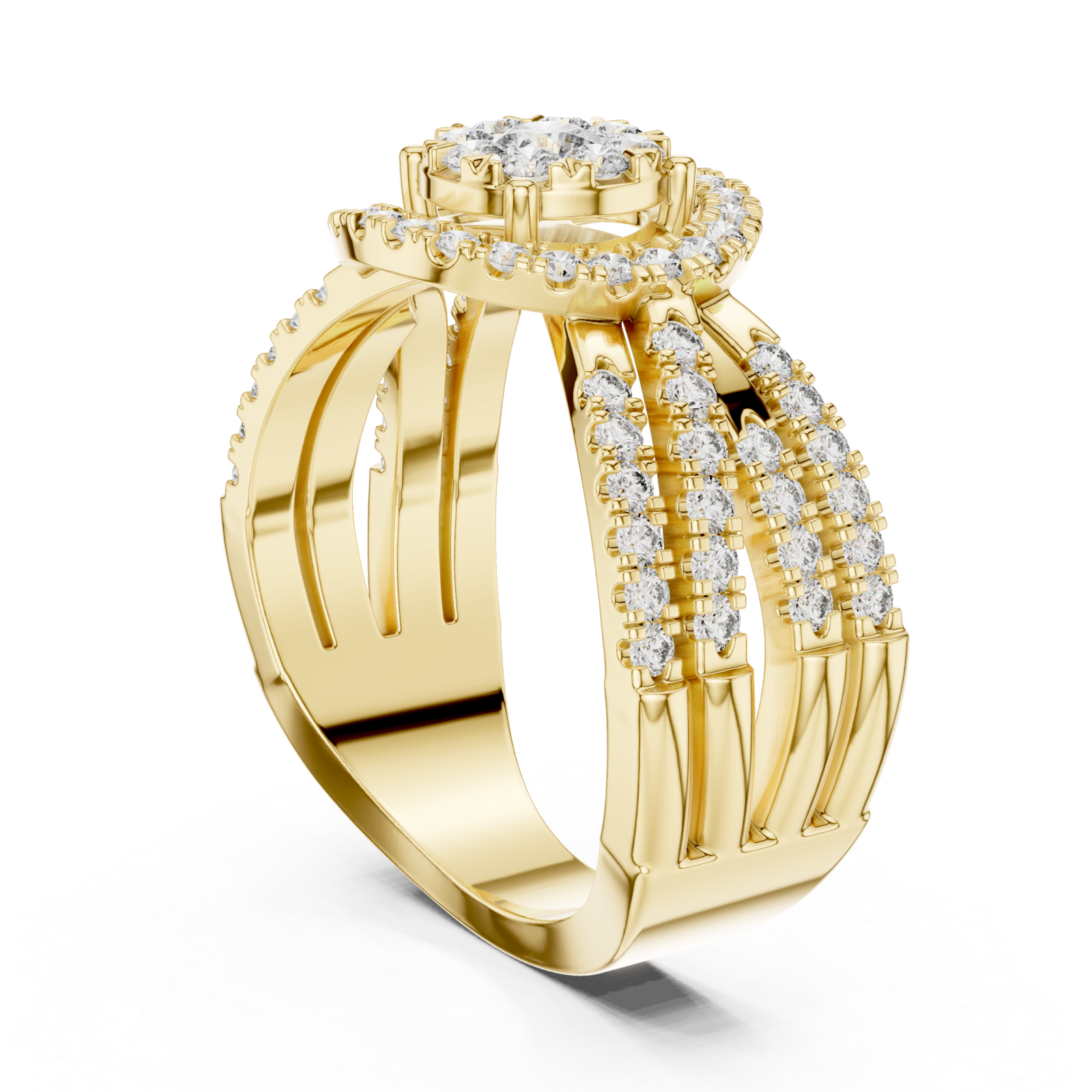  Gold Petal Grace Halo Statement Ring Left View