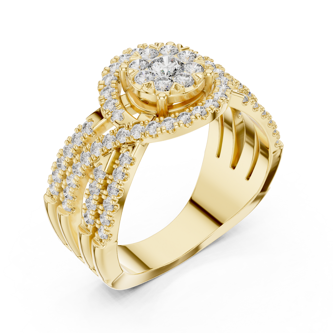 Gold Petal Grace Halo Statement Ring Right View
