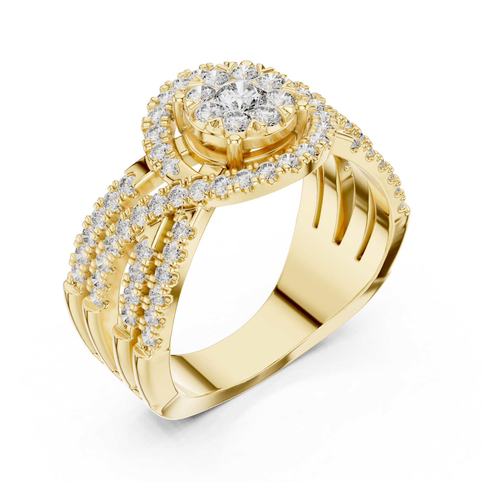 Gold Petal Grace Halo Statement Ring Right View