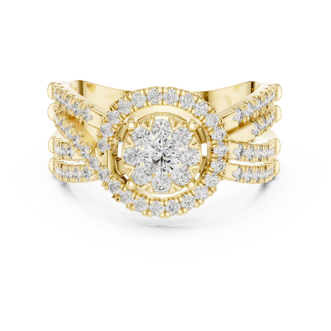 Gold Petal Grace Halo Statement Ring Right View