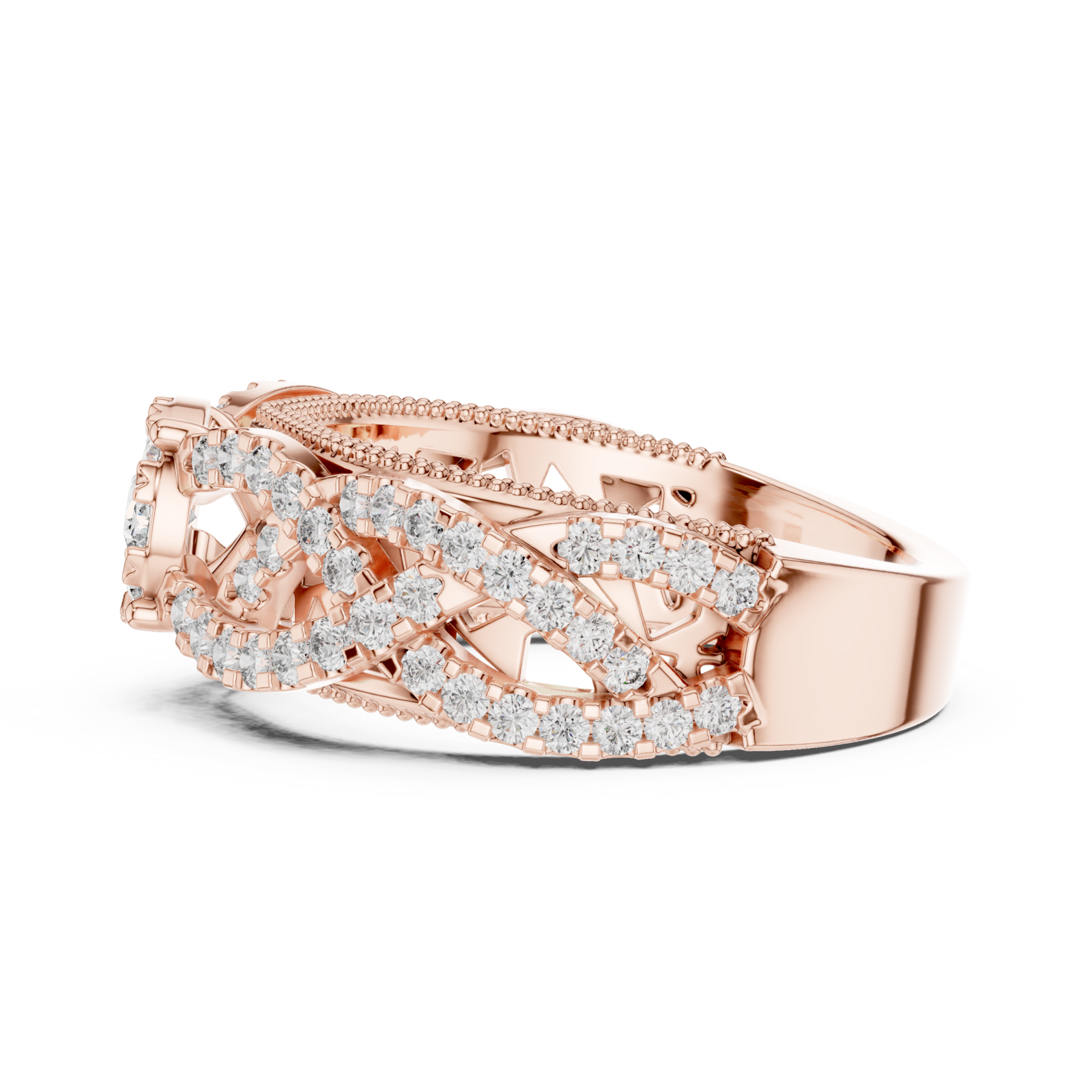  Rose Gold Eternal Blossom Signature Cocktail Statement Ring Side View