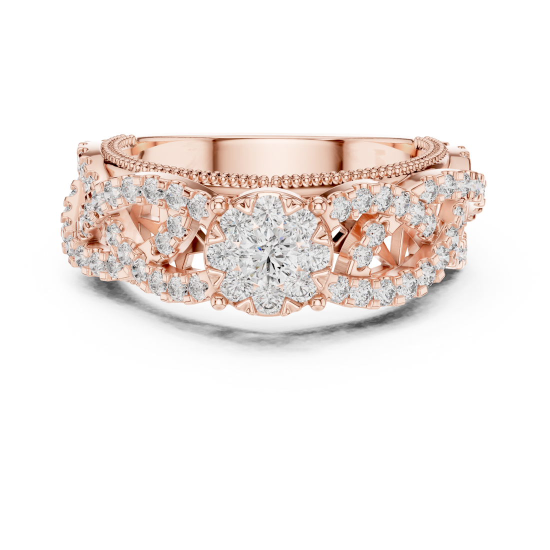  Rose Gold Eternal Blossom Signature Cocktail Statement Ring Right View