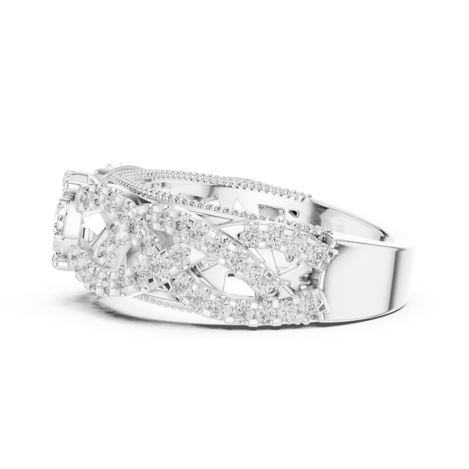  White Gold Eternal Blossom Signature Cocktail Statement Ring Side View