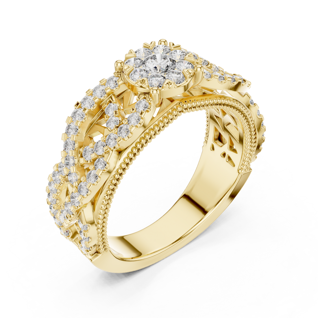 Gold Eternal Blossom Signature Cocktail Statement Ring Right View