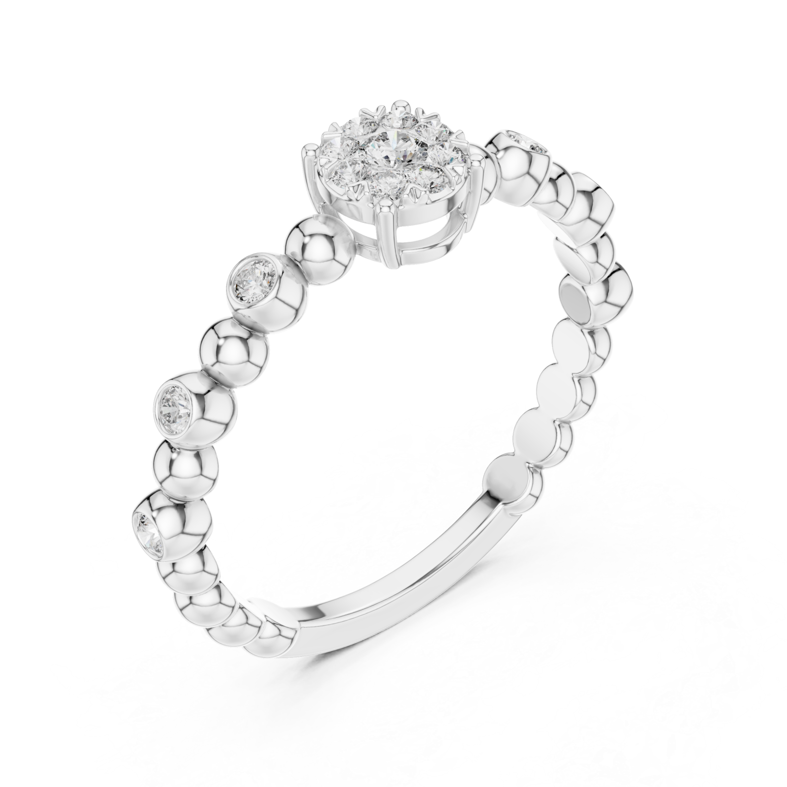  White Gold Celestial Petal Cluster Engagement Ring Right View