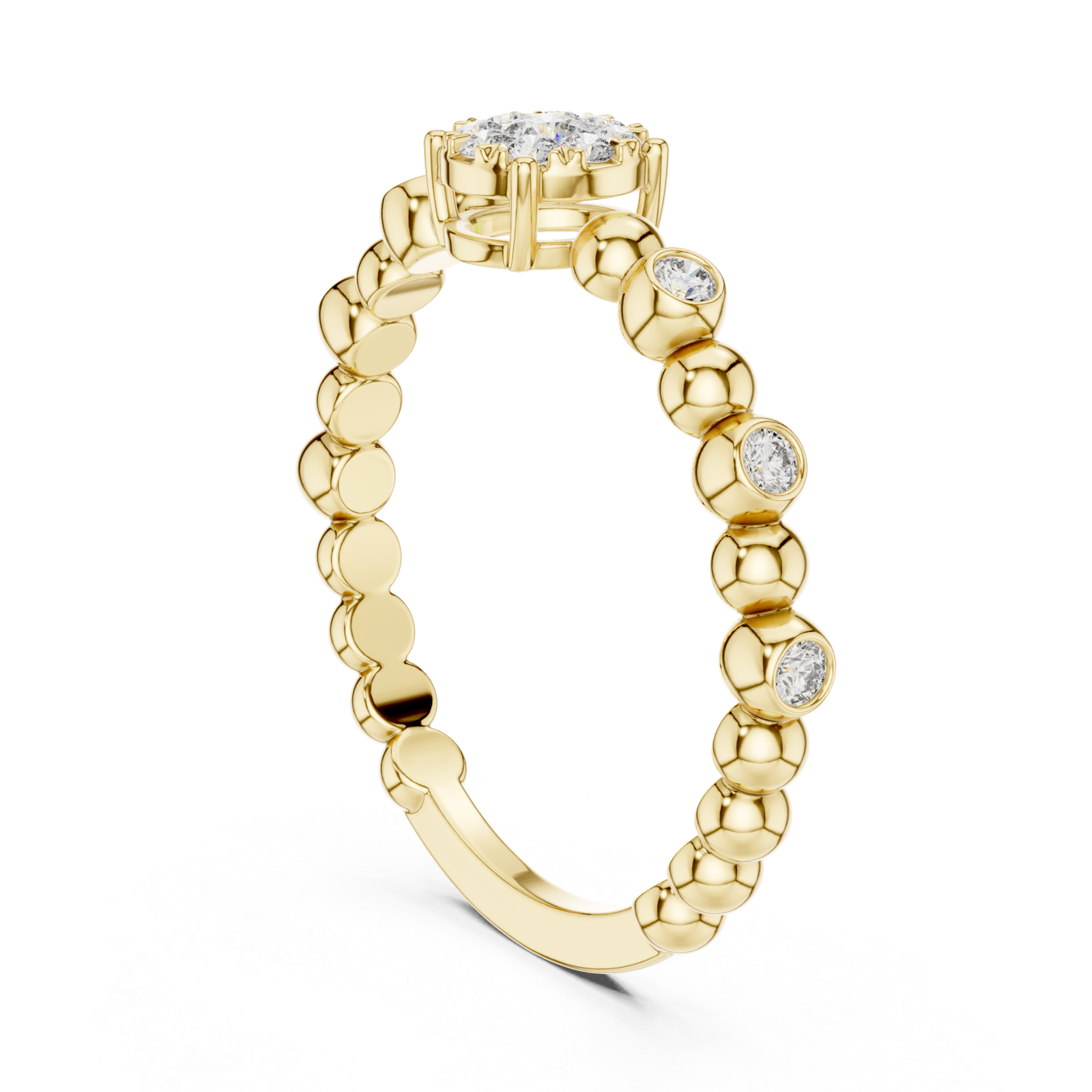  Gold Celestial Petal Cluster Engagement Ring Left View