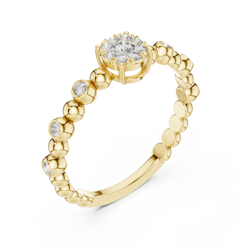 Gold Celestial Petal Cluster Engagement Ring Right View