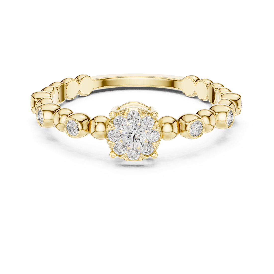 Gold Celestial Petal Cluster Engagement Ring Right View