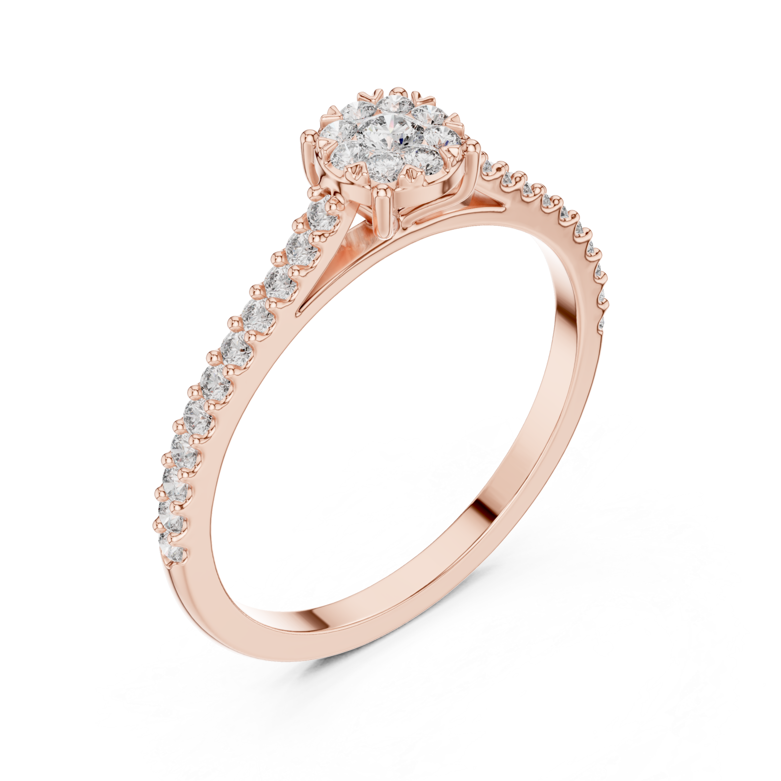  Rose Gold Radiant Petal Cluster Engagement Ring Right View