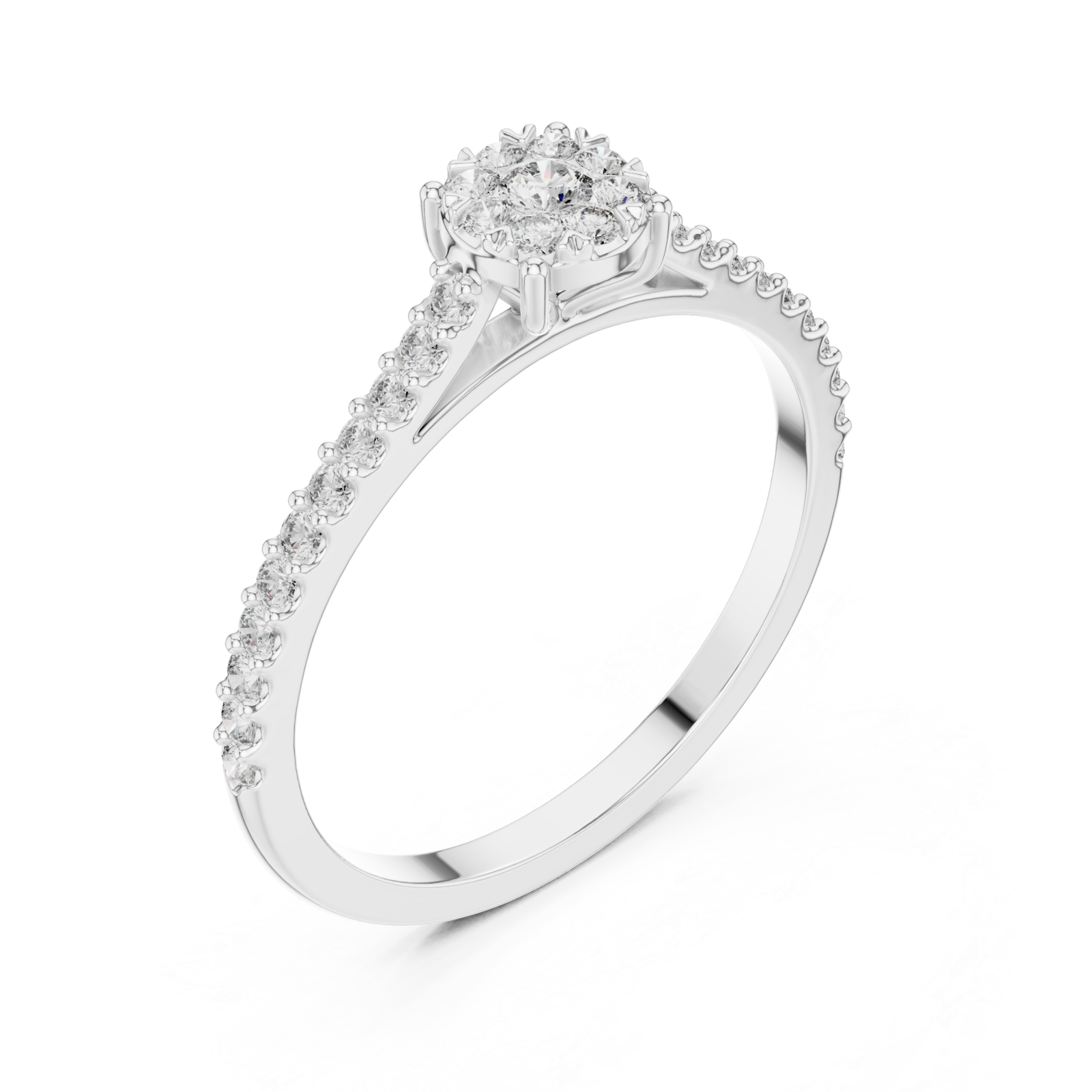  White Gold Radiant Petal Cluster Engagement Ring Right View