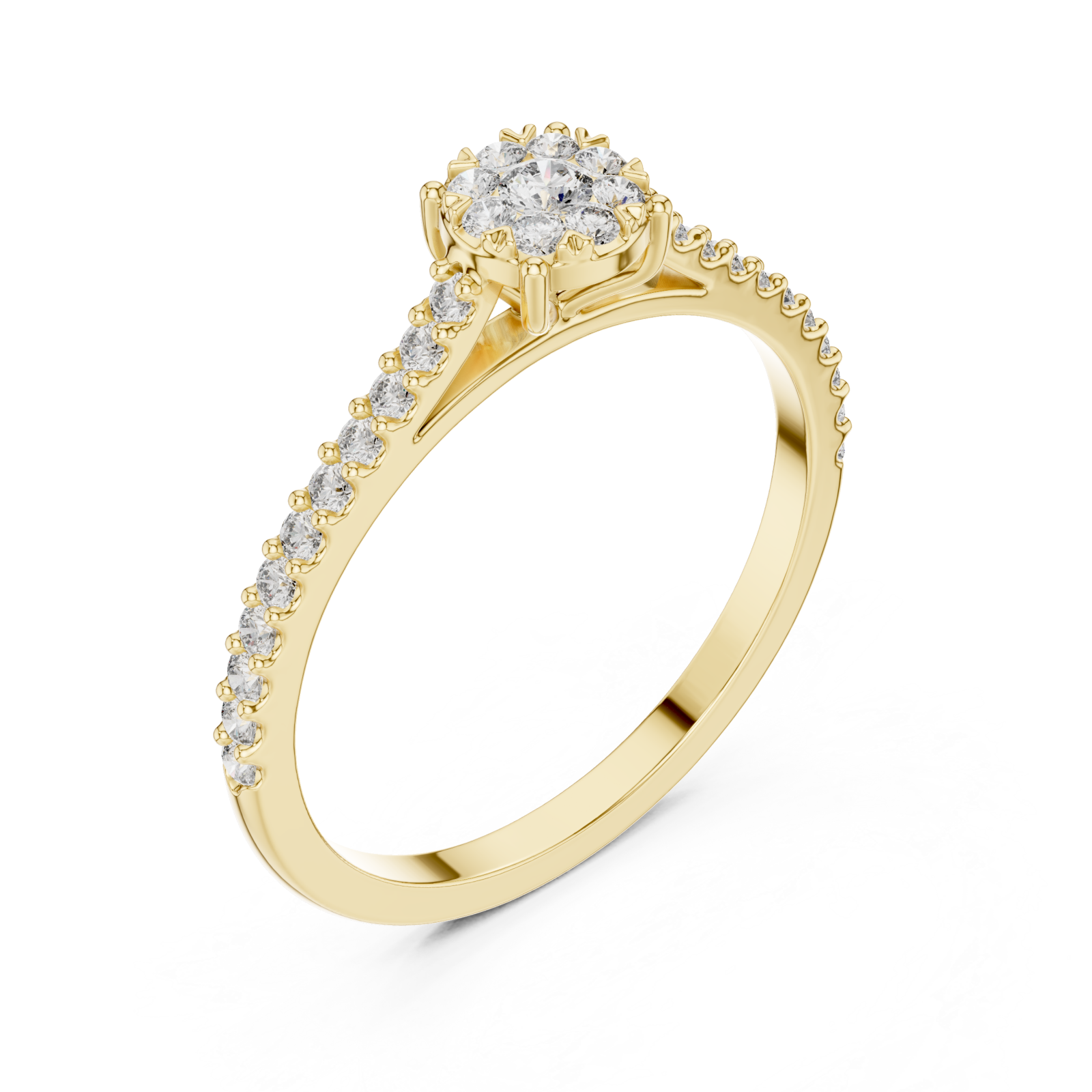Gold Radiant Petal Cluster Engagement Ring Right View