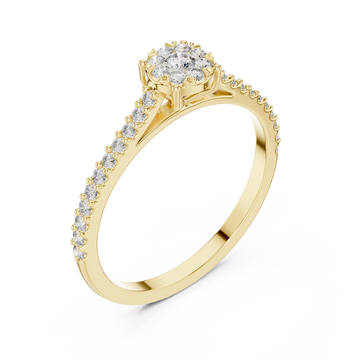 Gold Radiant Petal Cluster Engagement Ring Right View