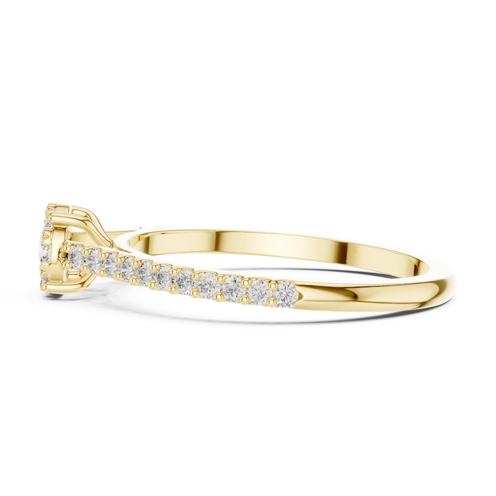  Gold Radiant Petal Cluster Engagement Ring Side View