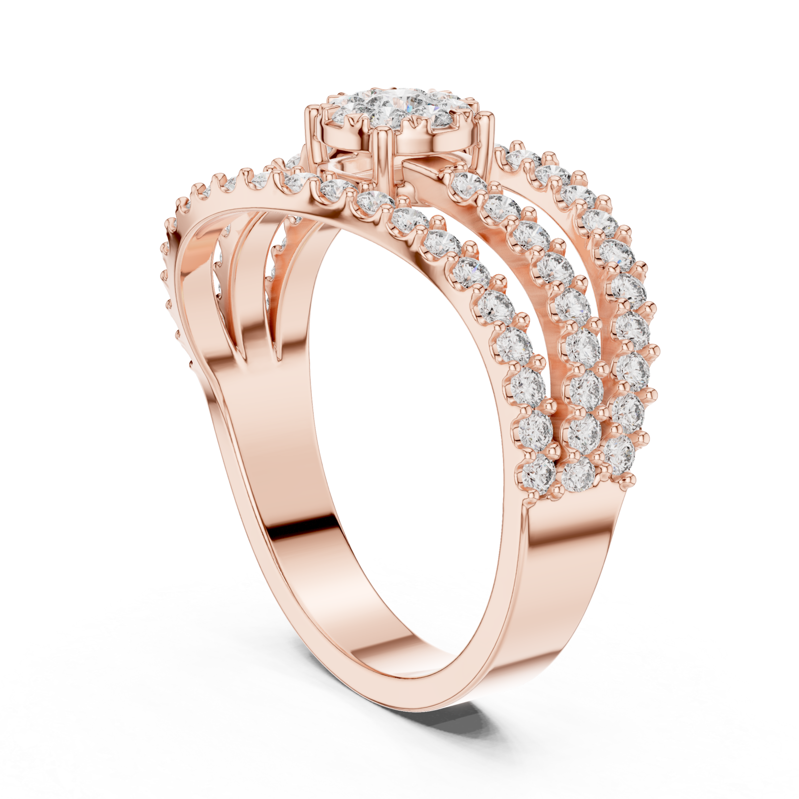  Rose Gold Celestial Veil Mirage Crown Statement Ring Left View