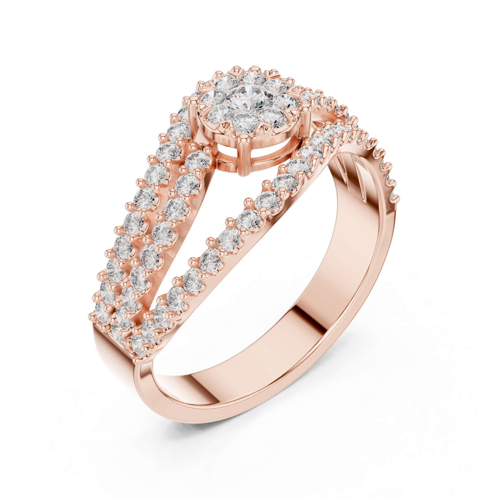  Rose Gold Celestial Veil Mirage Crown Statement Ring Right View