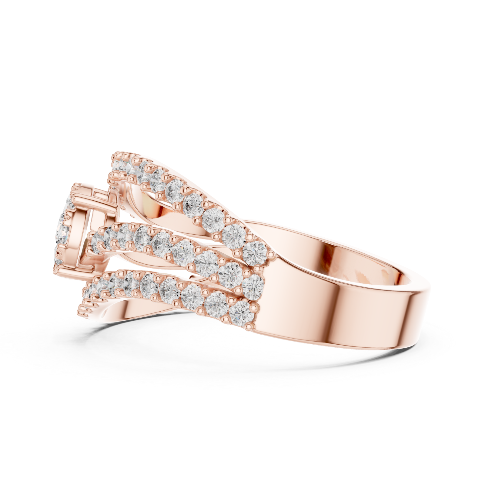  Rose Gold Celestial Veil Mirage Crown Statement Ring Side View
