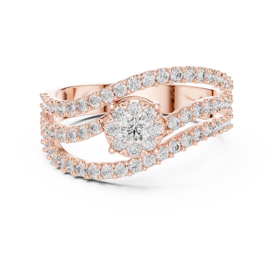  Rose Gold Celestial Veil Mirage Crown Statement Ring Right View