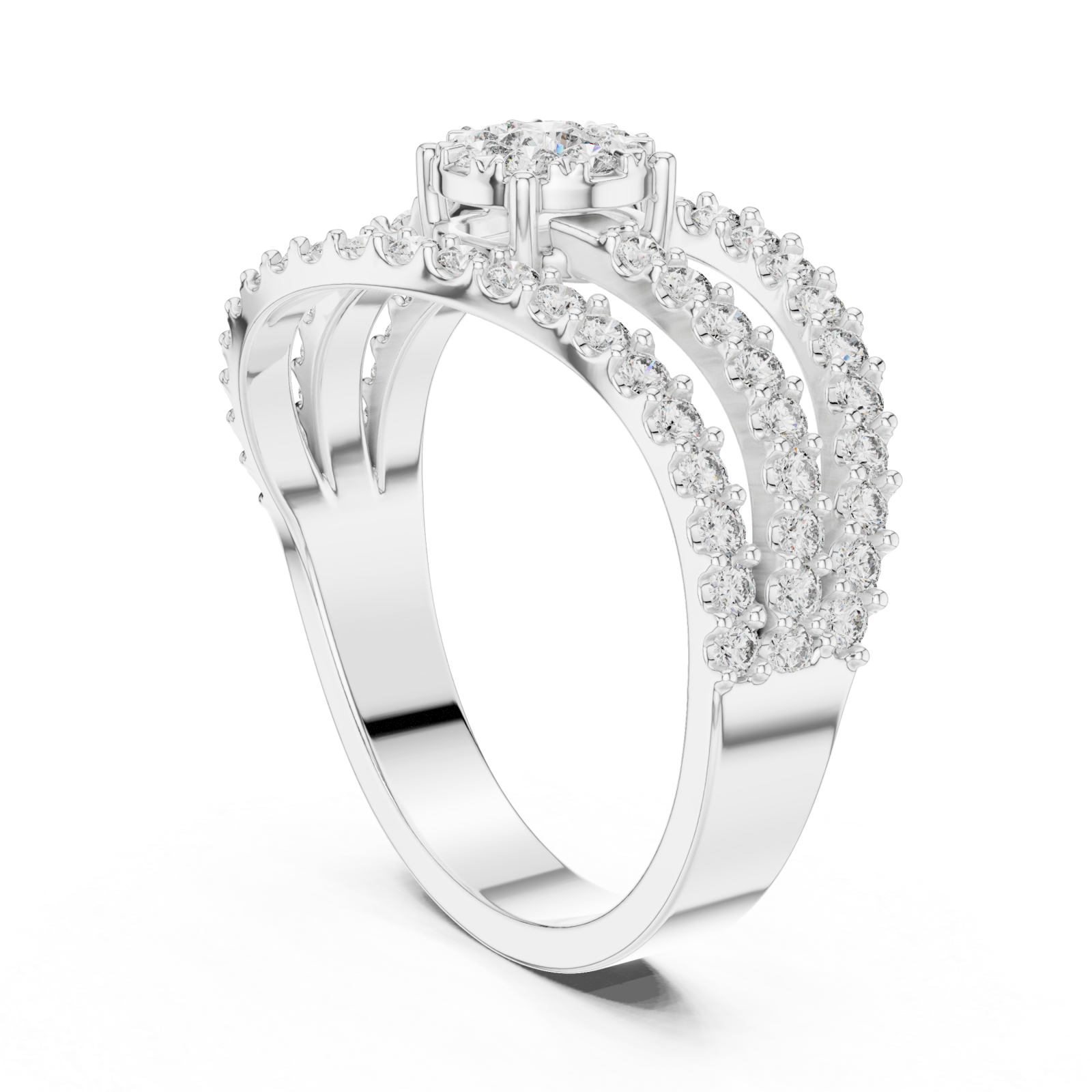  White Gold Celestial Veil Mirage Crown Statement Ring Left View