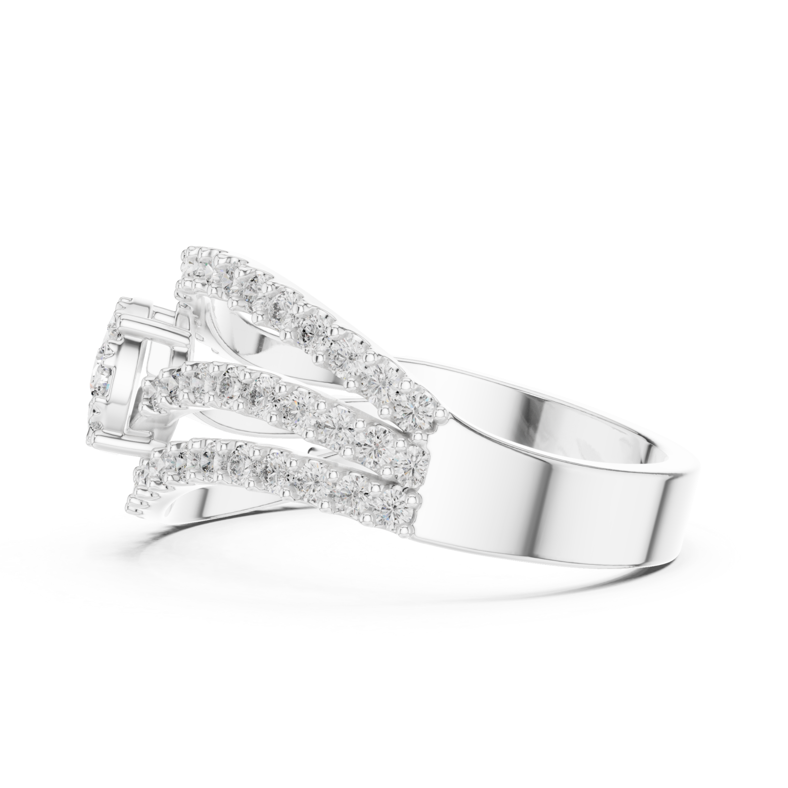  White Gold Celestial Veil Mirage Crown Statement Ring Side View