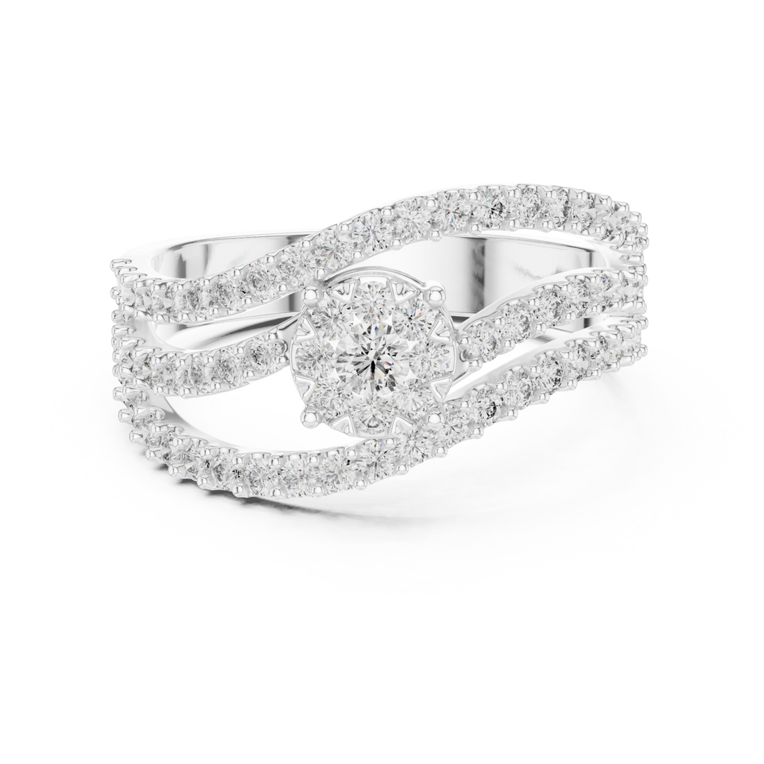  White Gold Celestial Veil Mirage Crown Statement Ring Right View