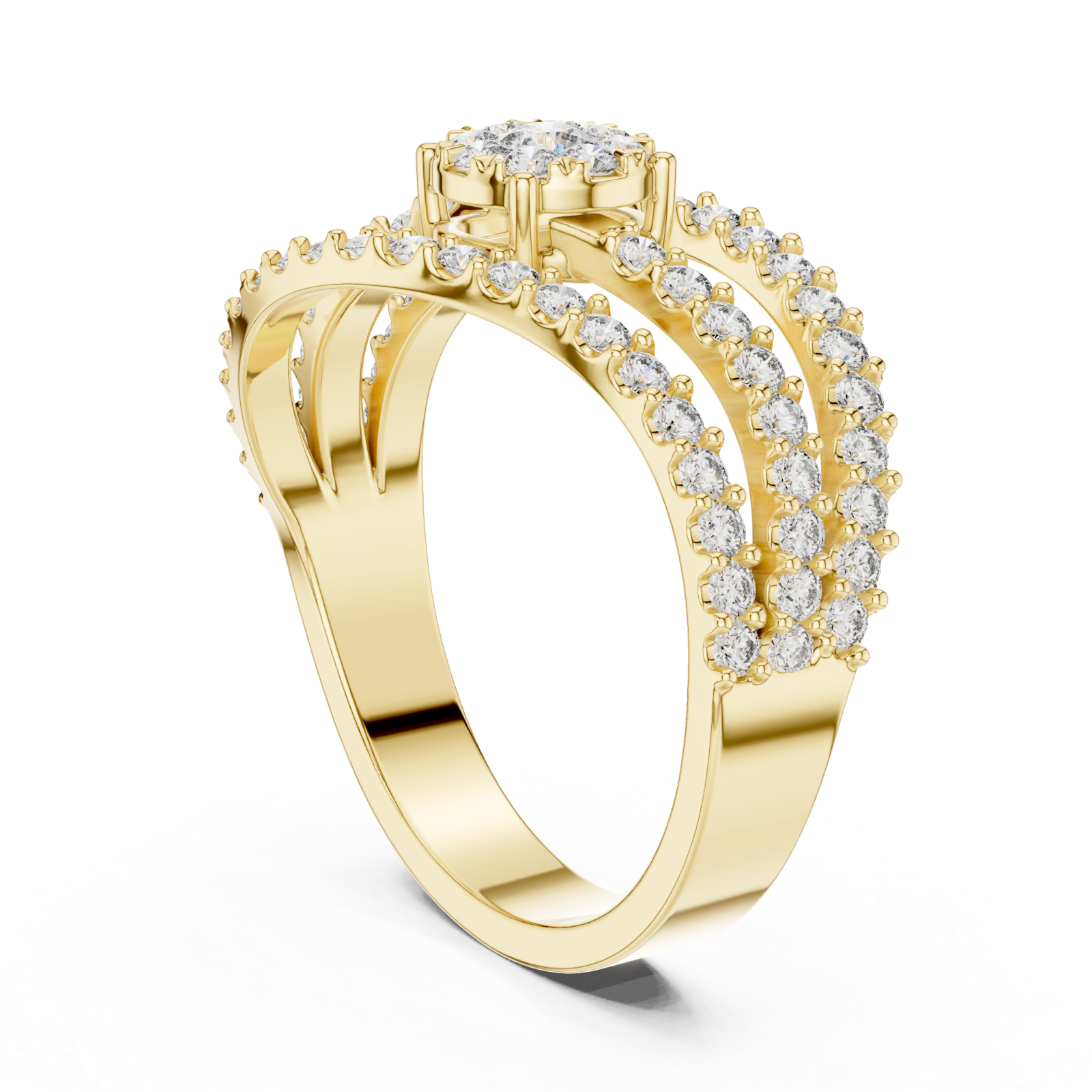  Gold Celestial Veil Mirage Crown Statement Ring Left View