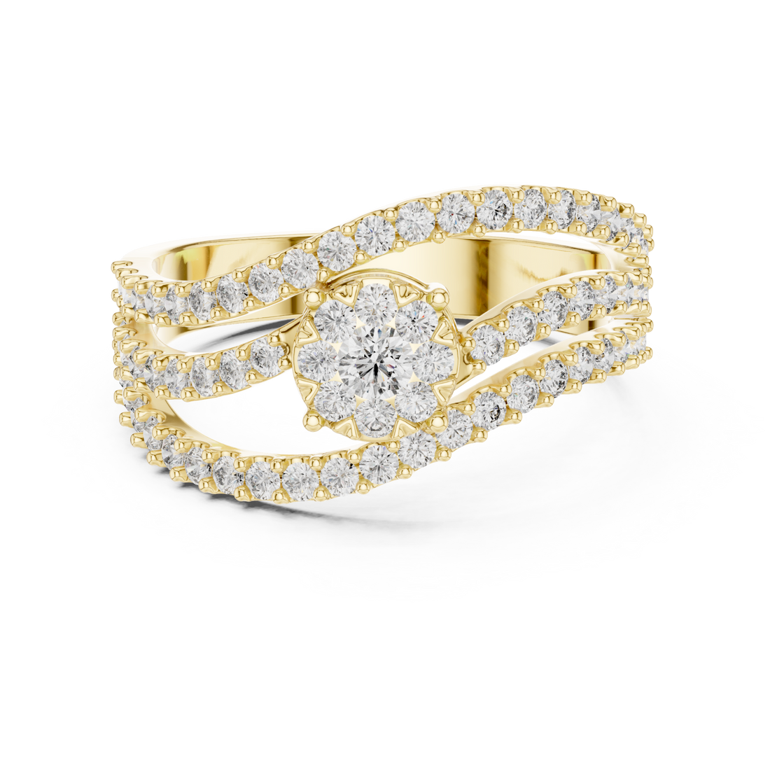 Gold Celestial Veil Mirage Crown Statement Ring Right View