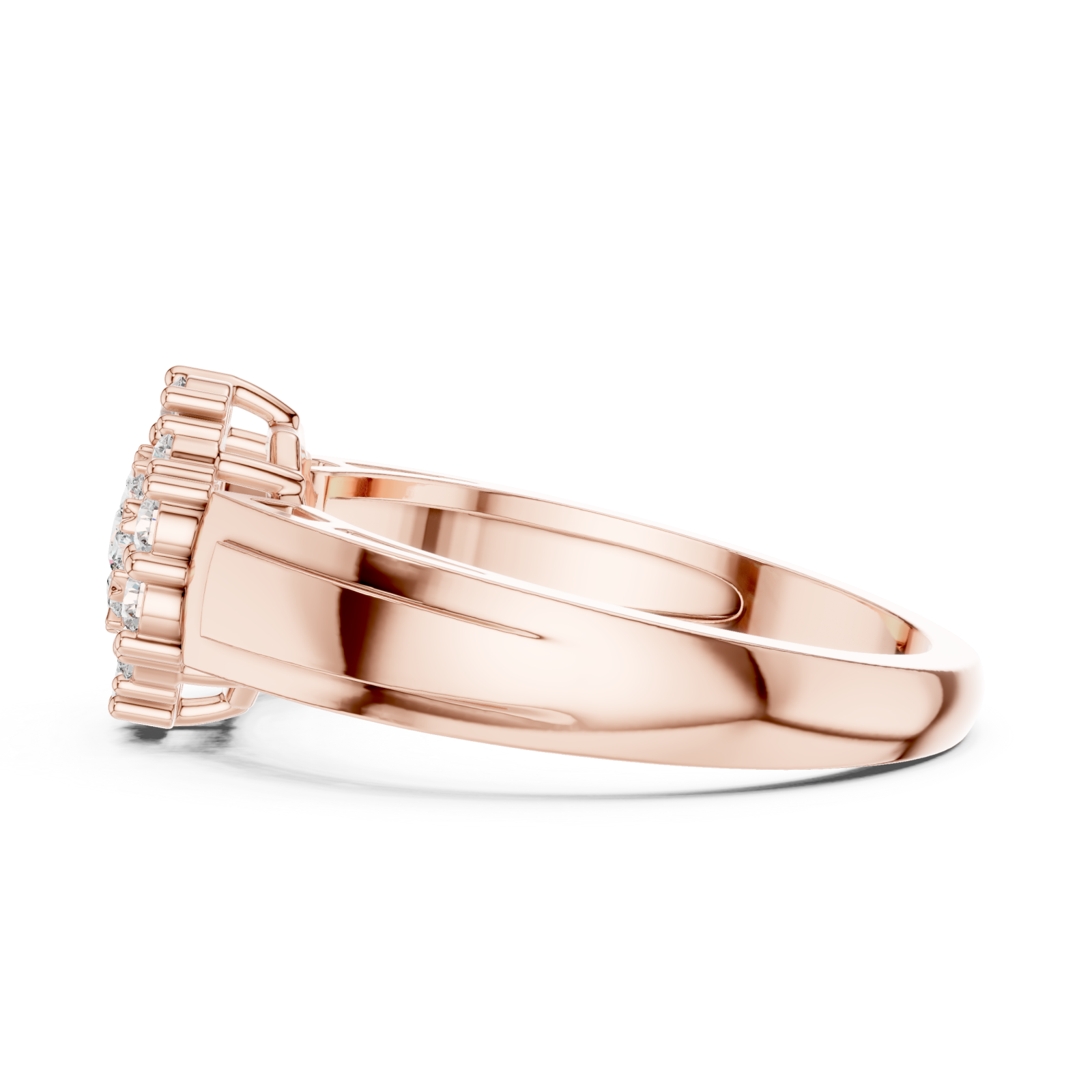  Rose Gold Enchanting Blossom Light Embrace Ring Side View