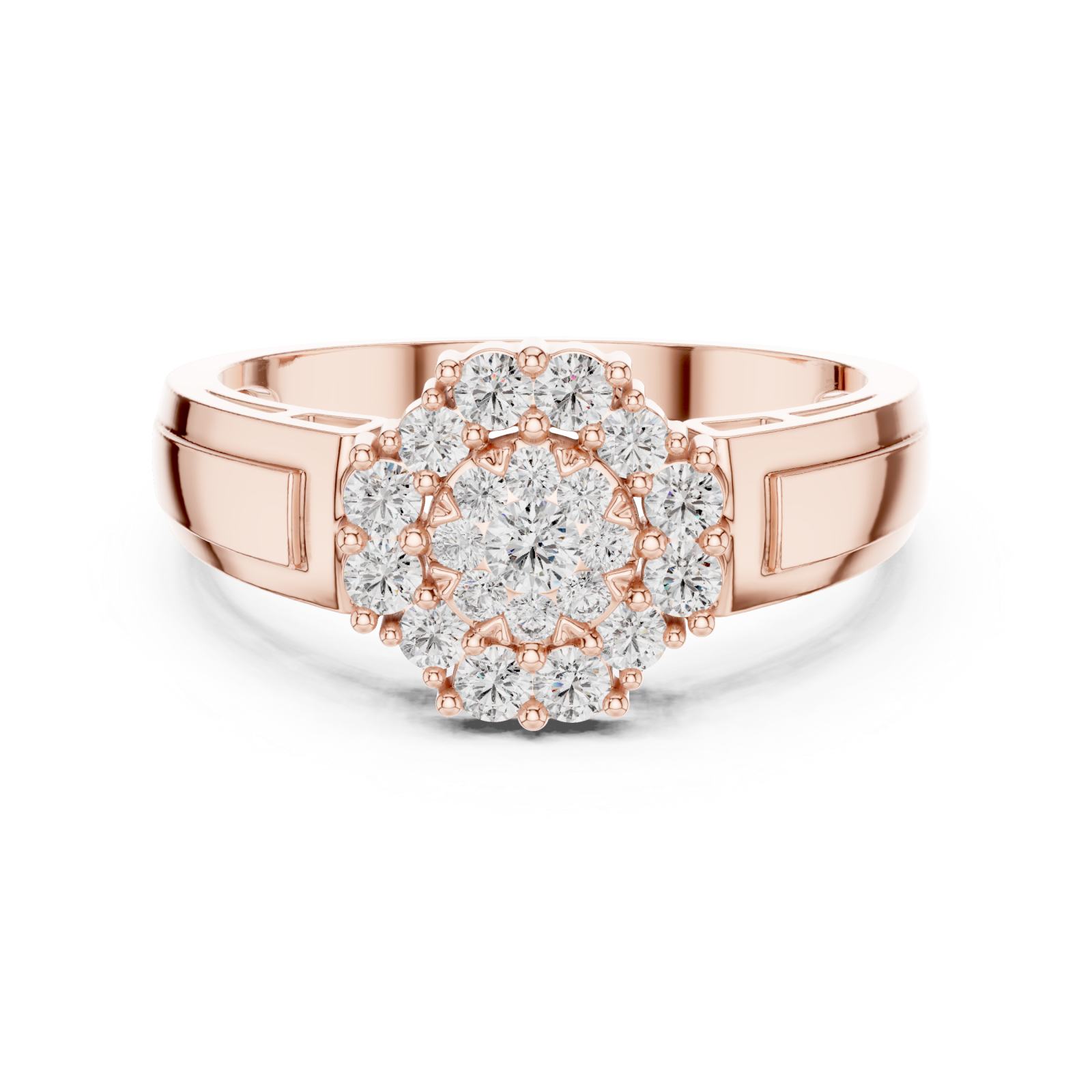  Rose Gold Enchanting Blossom Light Embrace Ring Front View