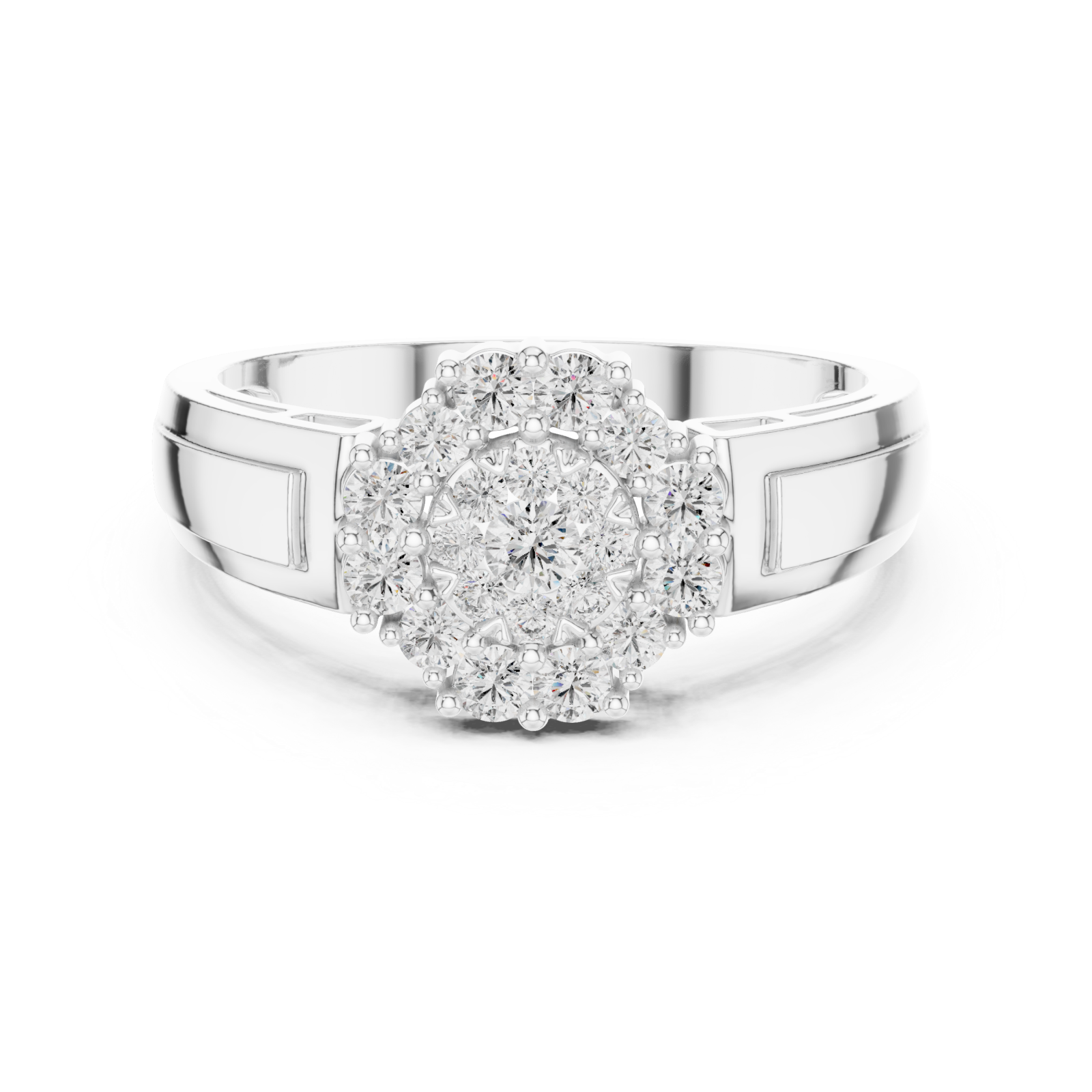  White Gold Enchanting Blossom Light Embrace Ring Front View