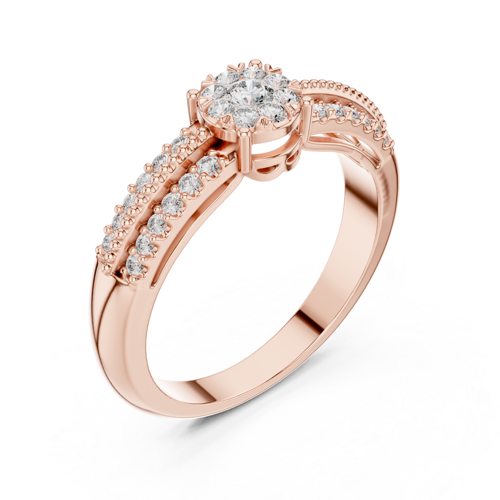 Rose Gold Opulent Embrace Halo Blossom Ring Right View